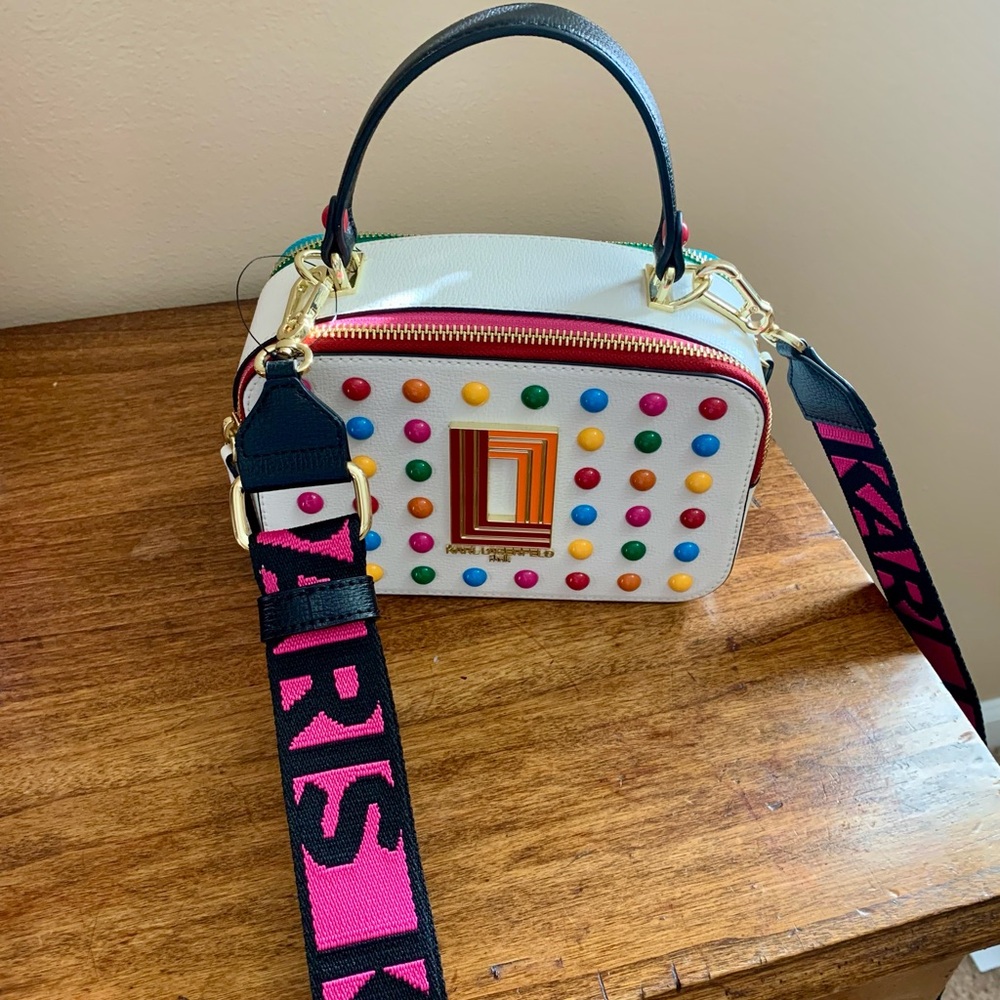 Karl Lagerfeld White Crossbody Bag with Polkadots - Picture 4 of 14